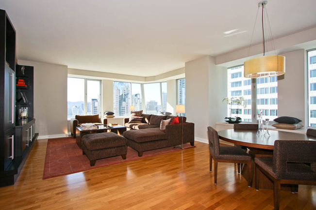 Dining room, high-rise, cityscape, city view, Casual, Custom Built in, built-in, contemporary living room, modern materials, 